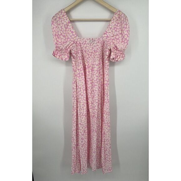 Faithfull the Brand Pink Floral Print Midi Dress Size Medium - Picture 6 of 6